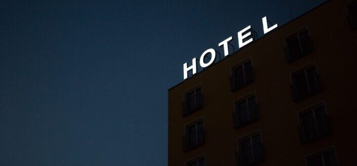 Hotel Sign Lit Up at Night