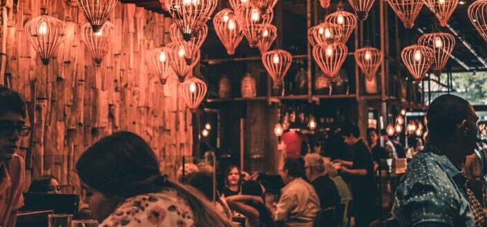 Lanterns in a Restaurant